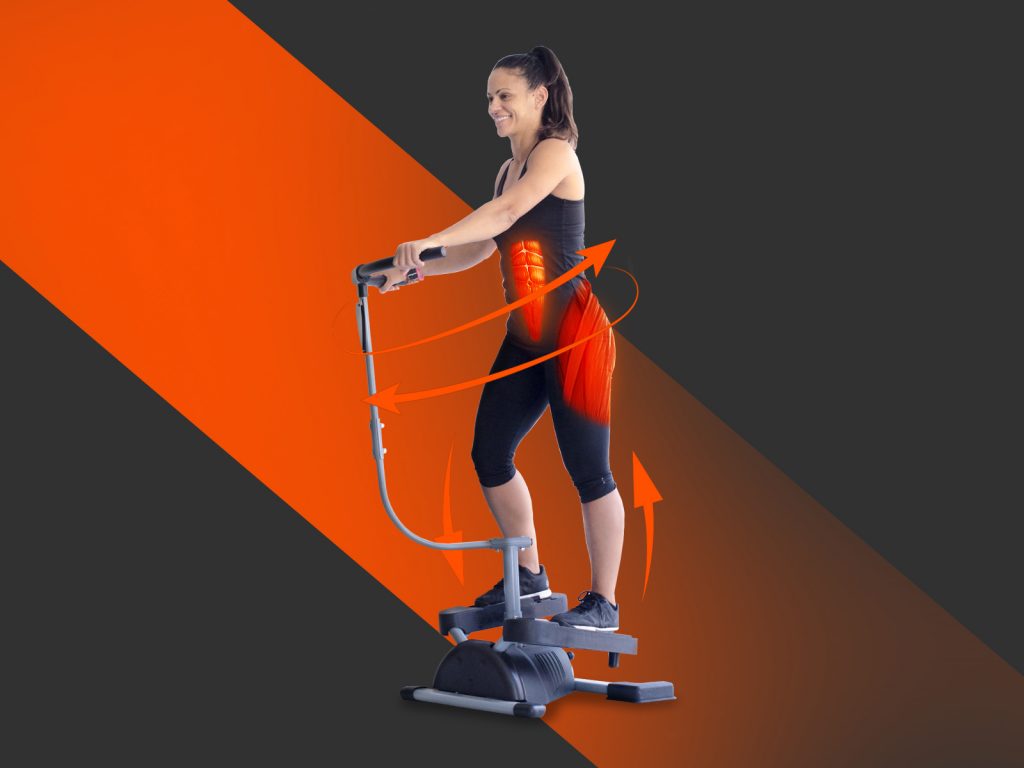Bonplus BP, Stepper Fitness Cardio Twister, Máquina de Step Lateral, Subir y Bajar Escaleras, Manillar Acolchado, Doble Movimiento
